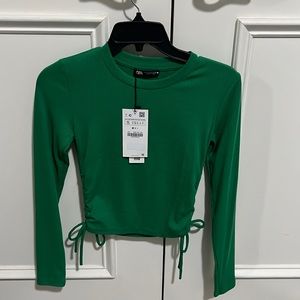 ZARA GREEN RIBBED TOP BRAND NEW NEVER WORN!!